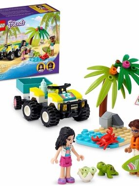 Lego Friends Yellow White ATV Beach Rescue Set with Palm Tree